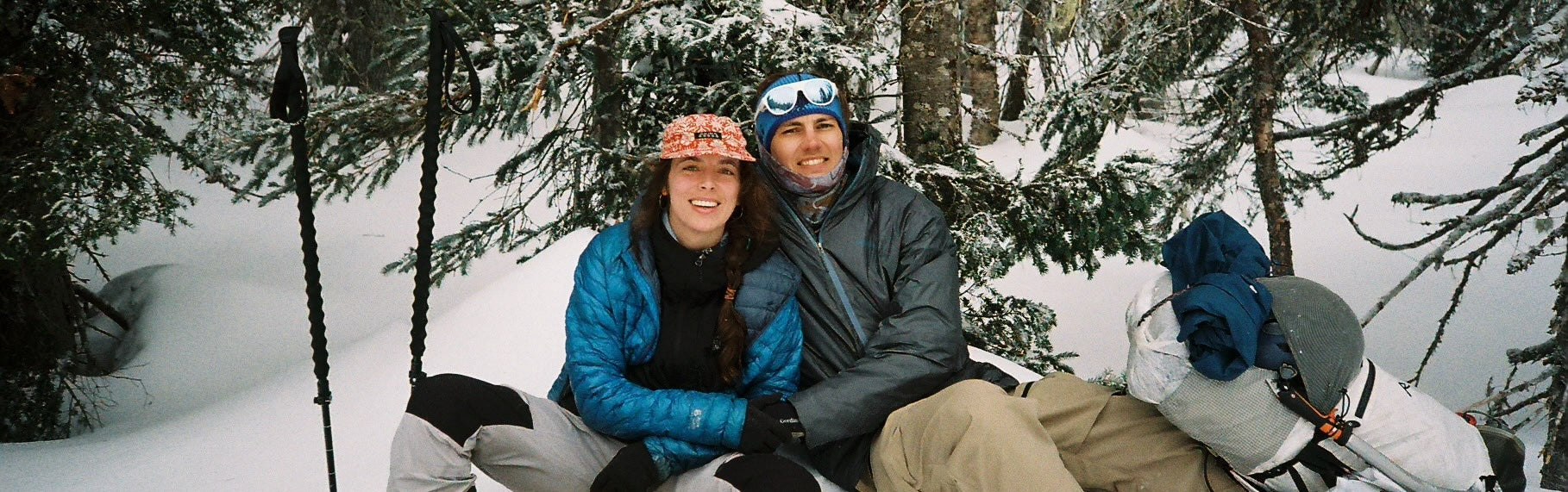 Tay and Thor in the backcountry on their Endurance 98 skis from Renoun