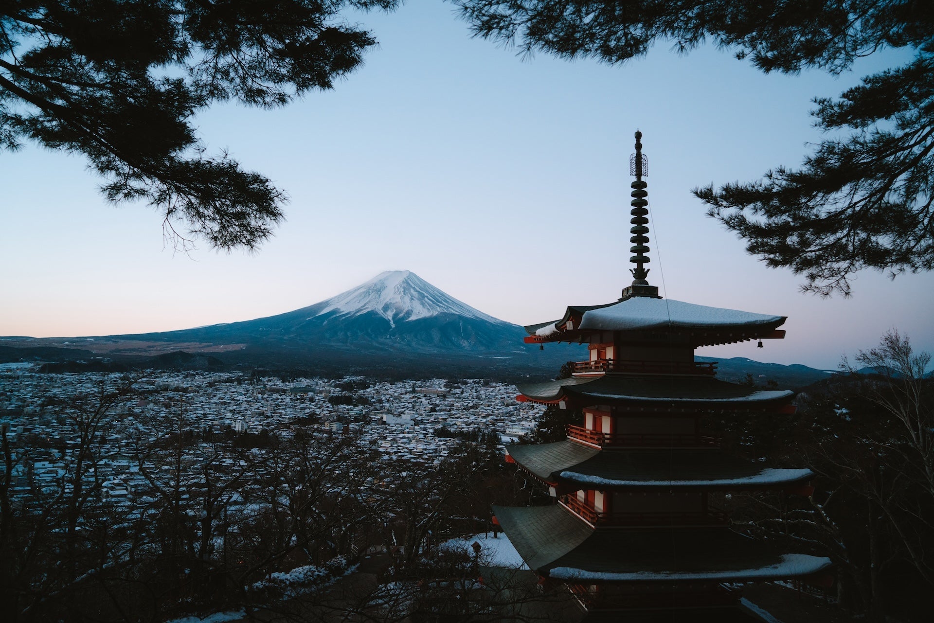 Japanese Vocano and Temple 